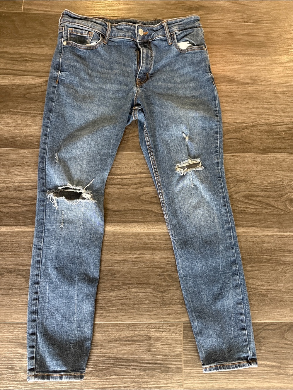 Old Navy Women's Skinny Ripped Jeans - Medium Blue